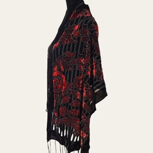 🖤🌹Black Floral Burnout Shawl